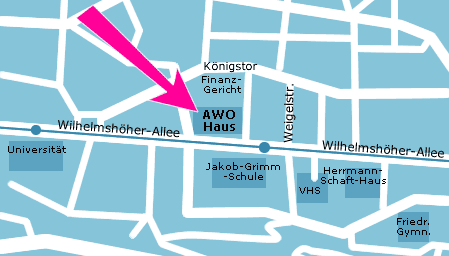 Anfahrt zum Selbsthilfetreffpunkt bei KISS in Kassel